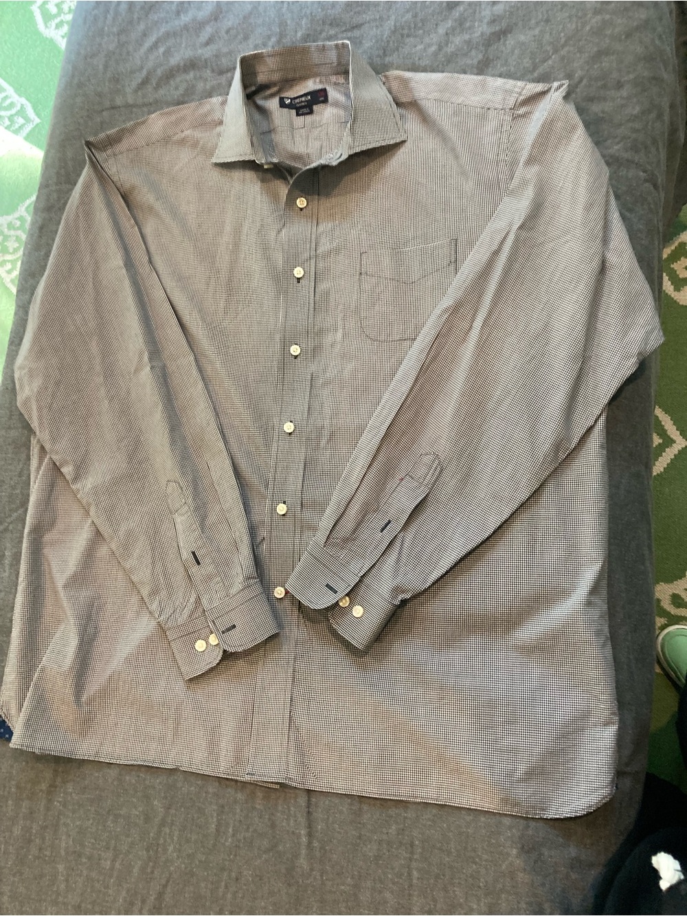 Cremieux Men’s micro gingham check black shirt. XXL